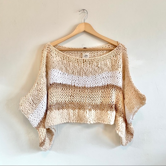 Free People Cropped Knit Sparkle Oversized Sweater - Picture 6 of 14